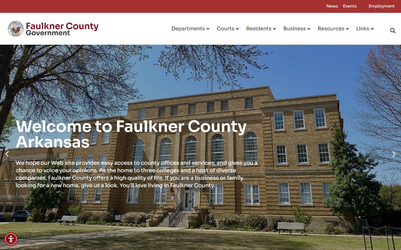 faulkner county birth records circuit clerk website screenshot