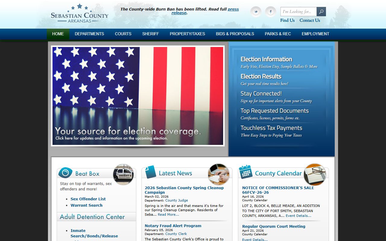 sebastian county government official website birth records departments