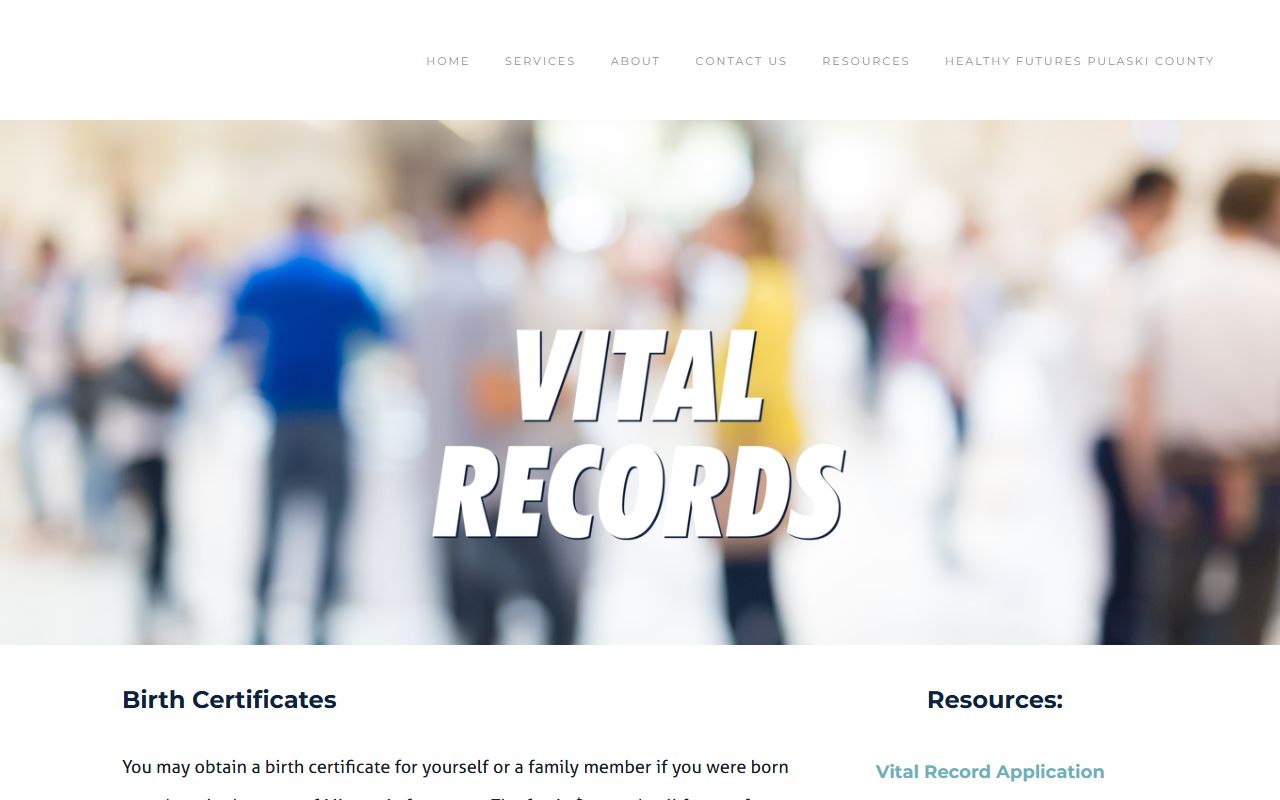 Pulaski County Health Department vital records office for birth certificates